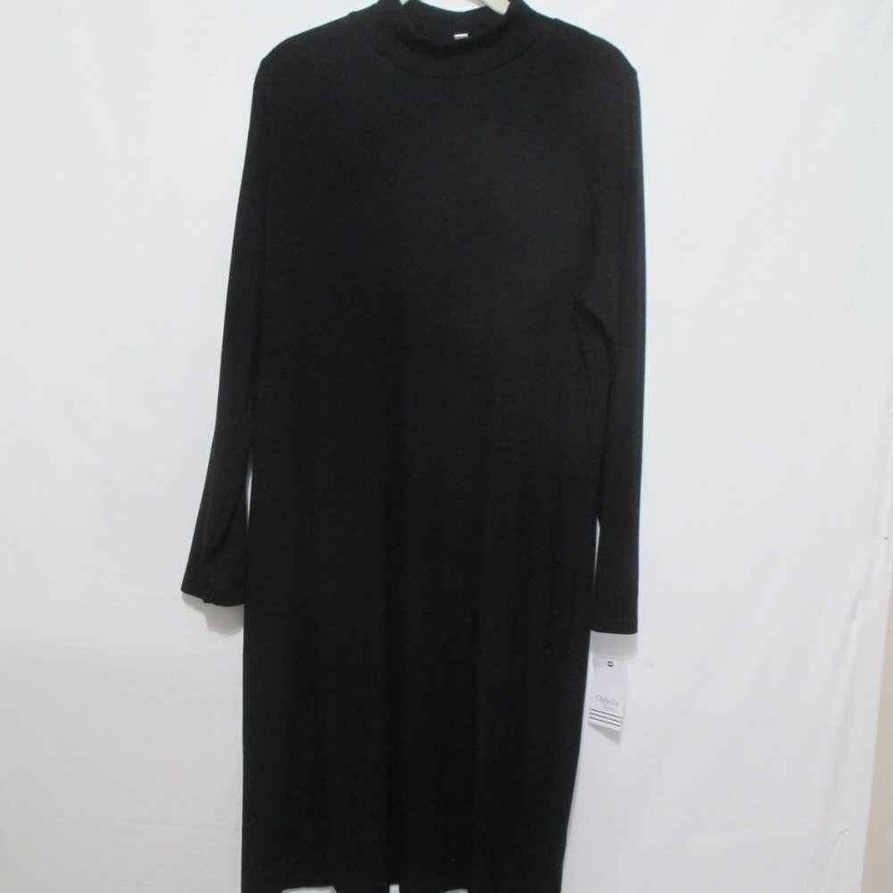 NWT Ophelia Roe Black Ribbed Long Sleeve Dress Size 1X - Picture 2 of 8